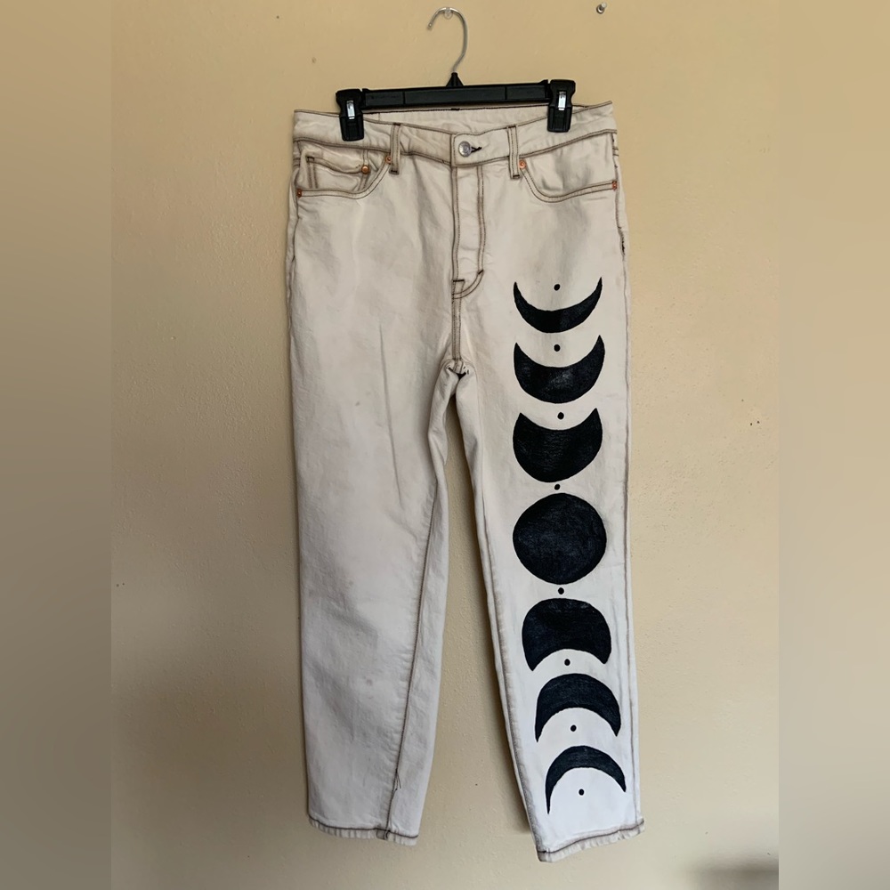 H&M jeans with hand painted moon phases